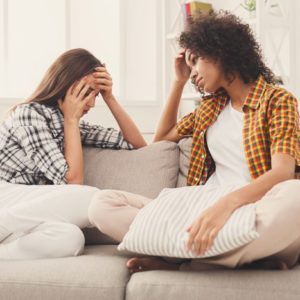 Talking About Addiction, How to speak to your loved one about their addiction, Family Services. 7-Tips-for-Talking-Your-Loved-One-About-Addiction - two women talking on couch