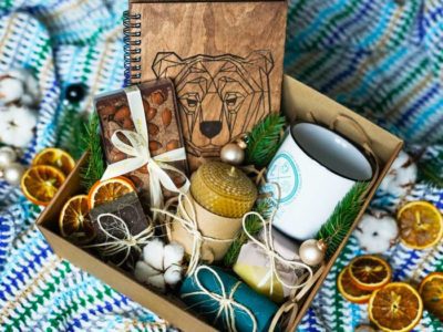nice gift set with candle, journal, soap, and other items - gifts for people in recovery
